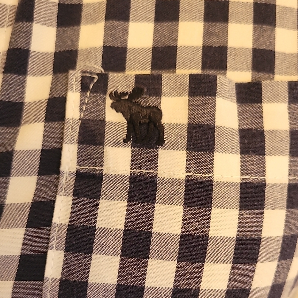 Abercrombie & Fitch Navy and White Checkered Button Down Shirt - Picture 3 of 4